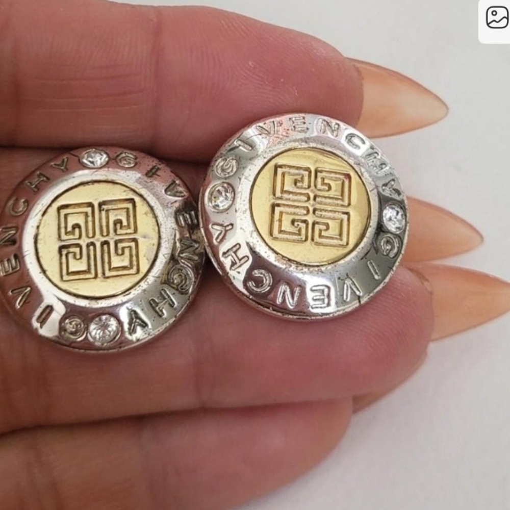 Givenchy Gold and Silver Logo Studs